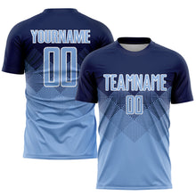 Load image into Gallery viewer, Custom Navy Light Blue-White Sublimation Soccer Uniform Jersey