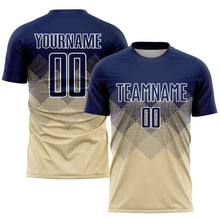 Load image into Gallery viewer, Custom Cream Navy-White Sublimation Soccer Uniform Jersey