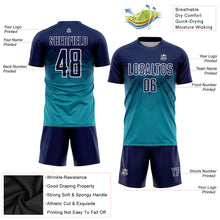 Load image into Gallery viewer, Custom Teal Navy-White Sublimation Soccer Uniform Jersey