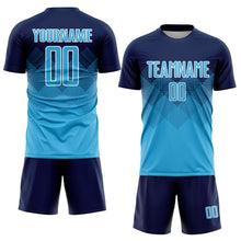 Load image into Gallery viewer, Custom Navy Sky Blue-White Sublimation Soccer Uniform Jersey