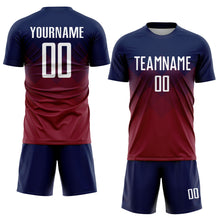 Load image into Gallery viewer, Custom Navy White-Crimson Sublimation Soccer Uniform Jersey