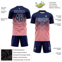 Load image into Gallery viewer, Custom Medium Pink Navy-White Sublimation Soccer Uniform Jersey