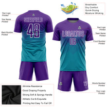 Load image into Gallery viewer, Custom Teal Purple-White Sublimation Soccer Uniform Jersey