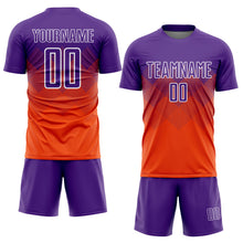 Load image into Gallery viewer, Custom Orange Purple-White Sublimation Soccer Uniform Jersey