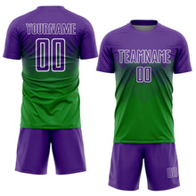 Load image into Gallery viewer, Custom Grass Green Purple-White Sublimation Soccer Uniform Jersey