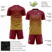 Load image into Gallery viewer, Custom Old Gold Crimson Sublimation Soccer Uniform Jersey