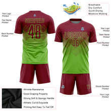 Load image into Gallery viewer, Custom Neon Green Crimson Sublimation Soccer Uniform Jersey
