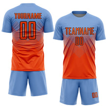 Load image into Gallery viewer, Custom Light Blue Orange-Black Sublimation Soccer Uniform Jersey
