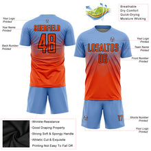 Load image into Gallery viewer, Custom Light Blue Orange-Black Sublimation Soccer Uniform Jersey