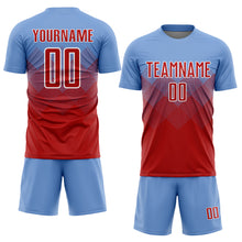 Load image into Gallery viewer, Custom Light Blue Red-White Sublimation Soccer Uniform Jersey