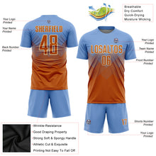 Load image into Gallery viewer, Custom Light Blue Texas Orange-Cream Sublimation Soccer Uniform Jersey