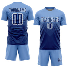 Load image into Gallery viewer, Custom Light Blue Navy-White Sublimation Soccer Uniform Jersey