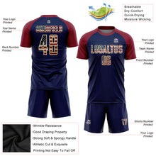 Load image into Gallery viewer, Custom Crimson Vintage USA Flag Navy-Cream Sublimation Soccer Uniform Jersey
