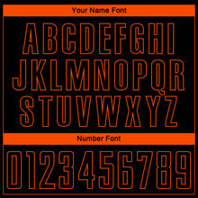 Load image into Gallery viewer, Custom Black Orange Pinstripe Fade Fashion Sublimation Soccer Uniform Jersey