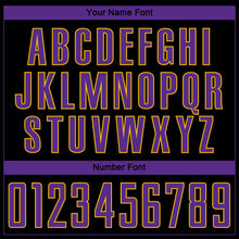 Load image into Gallery viewer, Custom Black Purple-Gold Pinstripe Fade Fashion Sublimation Soccer Uniform Jersey