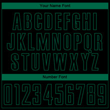 Load image into Gallery viewer, Custom Black Kelly Green Pinstripe Fade Fashion Sublimation Soccer Uniform Jersey