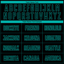 Load image into Gallery viewer, Custom Black Aqua Pinstripe Fade Fashion Sublimation Soccer Uniform Jersey