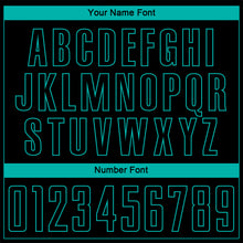 Load image into Gallery viewer, Custom Black Aqua Pinstripe Fade Fashion Sublimation Soccer Uniform Jersey