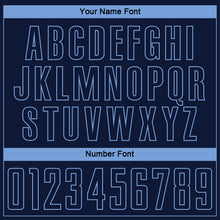 Load image into Gallery viewer, Custom Navy Light Blue Pinstripe Fade Fashion Sublimation Soccer Uniform Jersey