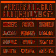 Load image into Gallery viewer, Custom Brown Orange Pinstripe Fade Fashion Sublimation Soccer Uniform Jersey