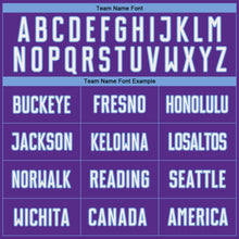 Load image into Gallery viewer, Custom Purple White-Light Blue Pinstripe Fade Fashion Sublimation Soccer Uniform Jersey