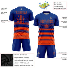 Load image into Gallery viewer, Custom Royal Orange Pinstripe Fade Fashion Sublimation Soccer Uniform Jersey