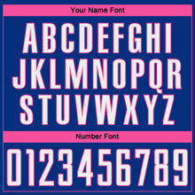 Load image into Gallery viewer, Custom Royal White-Pink Pinstripe Fade Fashion Sublimation Soccer Uniform Jersey