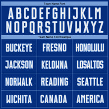 Load image into Gallery viewer, Custom Royal White-Light Blue Pinstripe Fade Fashion Sublimation Soccer Uniform Jersey