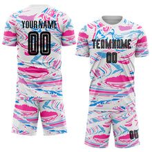 Load image into Gallery viewer, Custom Figure Black-Pink Sublimation Soccer Uniform Jersey