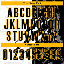 Load image into Gallery viewer, Custom Graffiti Pattern Black-Gold Scratch Sublimation Soccer Uniform Jersey