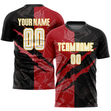 Load image into Gallery viewer, Custom Graffiti Pattern White Black Red-Yellow Scratch Sublimation Soccer Uniform Jersey