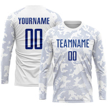 Load image into Gallery viewer, Custom White Royal Sublimation Soccer Uniform Jersey