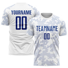 Load image into Gallery viewer, Custom White Royal Sublimation Soccer Uniform Jersey