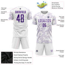 Load image into Gallery viewer, Custom White Purple Sublimation Soccer Uniform Jersey