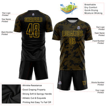Load image into Gallery viewer, Custom Black Gold Sublimation Soccer Uniform Jersey