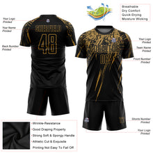 Load image into Gallery viewer, Custom Black Old Gold Sublimation Soccer Uniform Jersey
