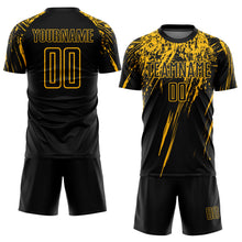 Load image into Gallery viewer, Custom Black Gold Sublimation Soccer Uniform Jersey
