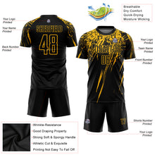 Load image into Gallery viewer, Custom Black Gold Sublimation Soccer Uniform Jersey