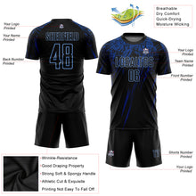 Load image into Gallery viewer, Custom Black Light Blue-Royal Sublimation Soccer Uniform Jersey