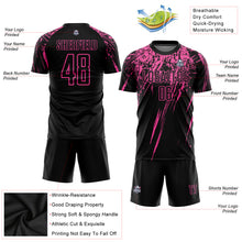 Load image into Gallery viewer, Custom Black Pink Sublimation Soccer Uniform Jersey
