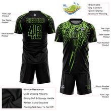 Load image into Gallery viewer, Custom Black Neon Green Sublimation Soccer Uniform Jersey