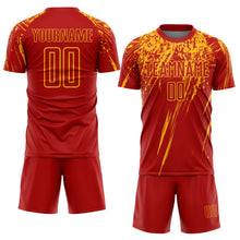 Load image into Gallery viewer, Custom Red Gold Sublimation Soccer Uniform Jersey