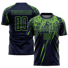 Load image into Gallery viewer, Custom Navy Neon Green Sublimation Soccer Uniform Jersey