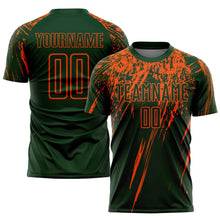 Load image into Gallery viewer, Custom Green Orange Sublimation Soccer Uniform Jersey