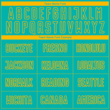 Load image into Gallery viewer, Custom Aqua Gold Sublimation Soccer Uniform Jersey