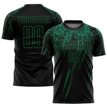 Load image into Gallery viewer, Custom Black Kelly Green Sublimation Soccer Uniform Jersey