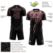 Load image into Gallery viewer, Custom Black Medium Pink Sublimation Soccer Uniform Jersey