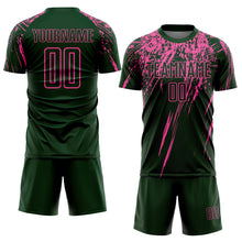 Load image into Gallery viewer, Custom Green Pink Sublimation Soccer Uniform Jersey