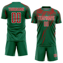 Load image into Gallery viewer, Custom Kelly Green Red-White Sublimation Soccer Uniform Jersey