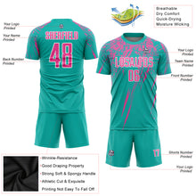 Load image into Gallery viewer, Custom Aqua Pink-White Sublimation Soccer Uniform Jersey